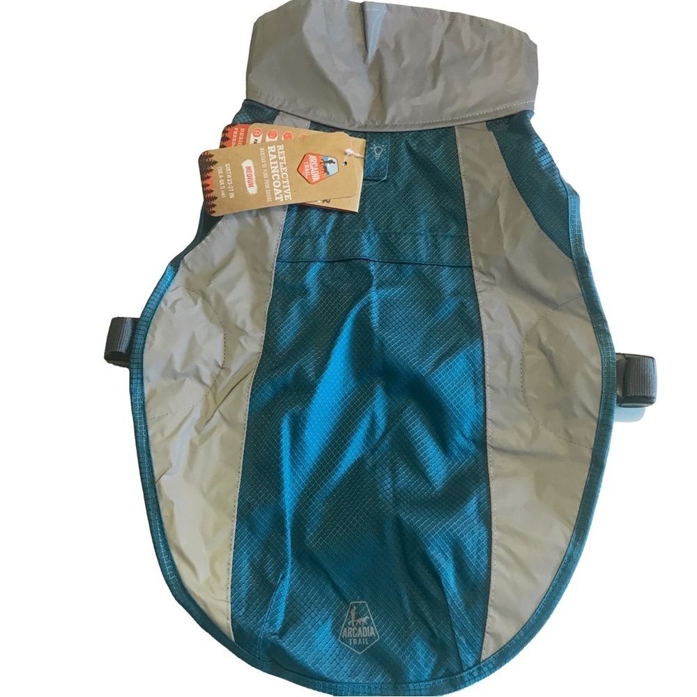 Arcadia Trail Reflective Waterproof Dog Raincoat Teal MEDIUM + Pouch